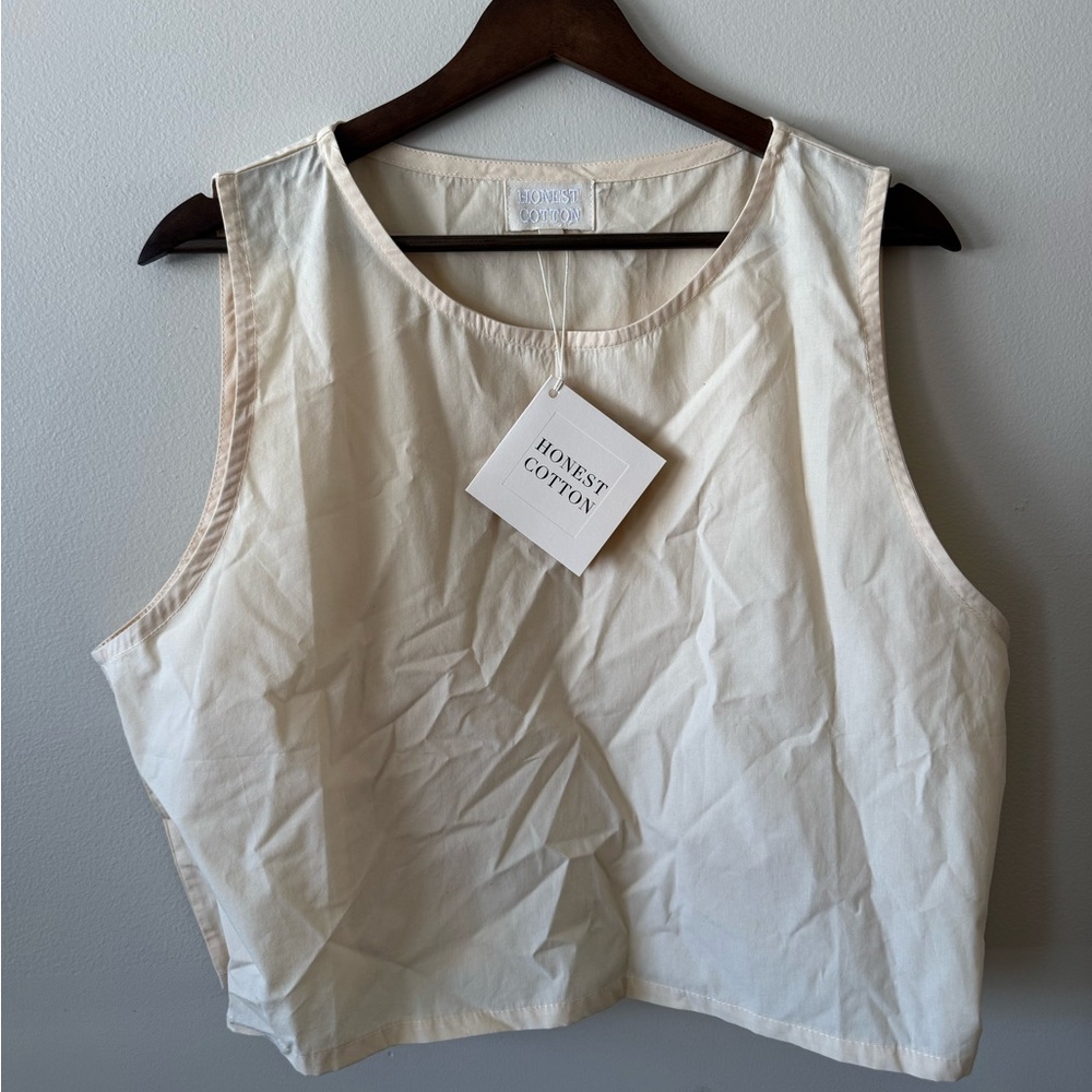 Honest Cotton Cream Palmer Tank Top - 100% cotton
